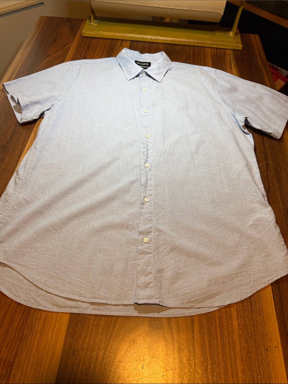 Bonobos Pale Blue Short-Sleeve Button-Down Shirt Slim Fit Long XXL